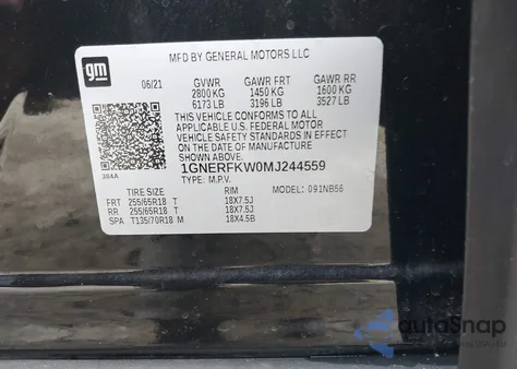 2021 Chevrolet Traverse Fwd Ls z USA, uszkodzony, nr VIN 1GNERFKW0MJ244559